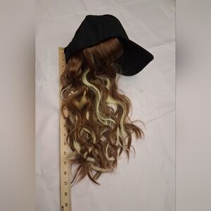 Brown and Blonde Wavy Hair Extension with Black Cap.